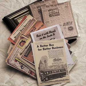 120pcs Vintage Scrapbook Paper Pack, 14x10cm Retro Old Newspaper Advertisement Illustration Ephemera, DIY Junk Journal Collage Decorative Material Paper