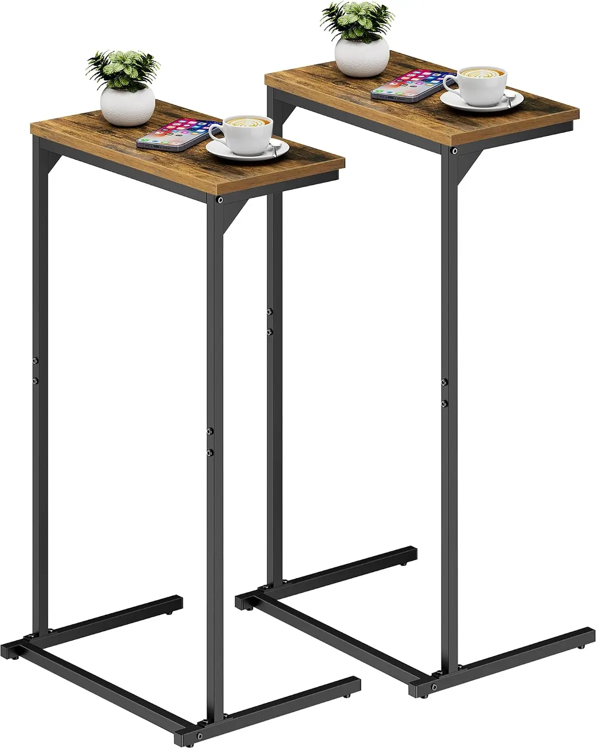 TUTOTAK C Shaped End Table Set of 2, 28.7 inch Tall Couch Small Side Table