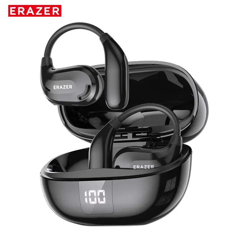ERAZER XT66Pro OWS In-Ear Design Gym Headphones - Chargeable Wireless Earbuds, IPX4 Waterproof, HIFI Audio, Lightweight Headset, Built-in Microphone, 13 Hours Playtime, Charging Box