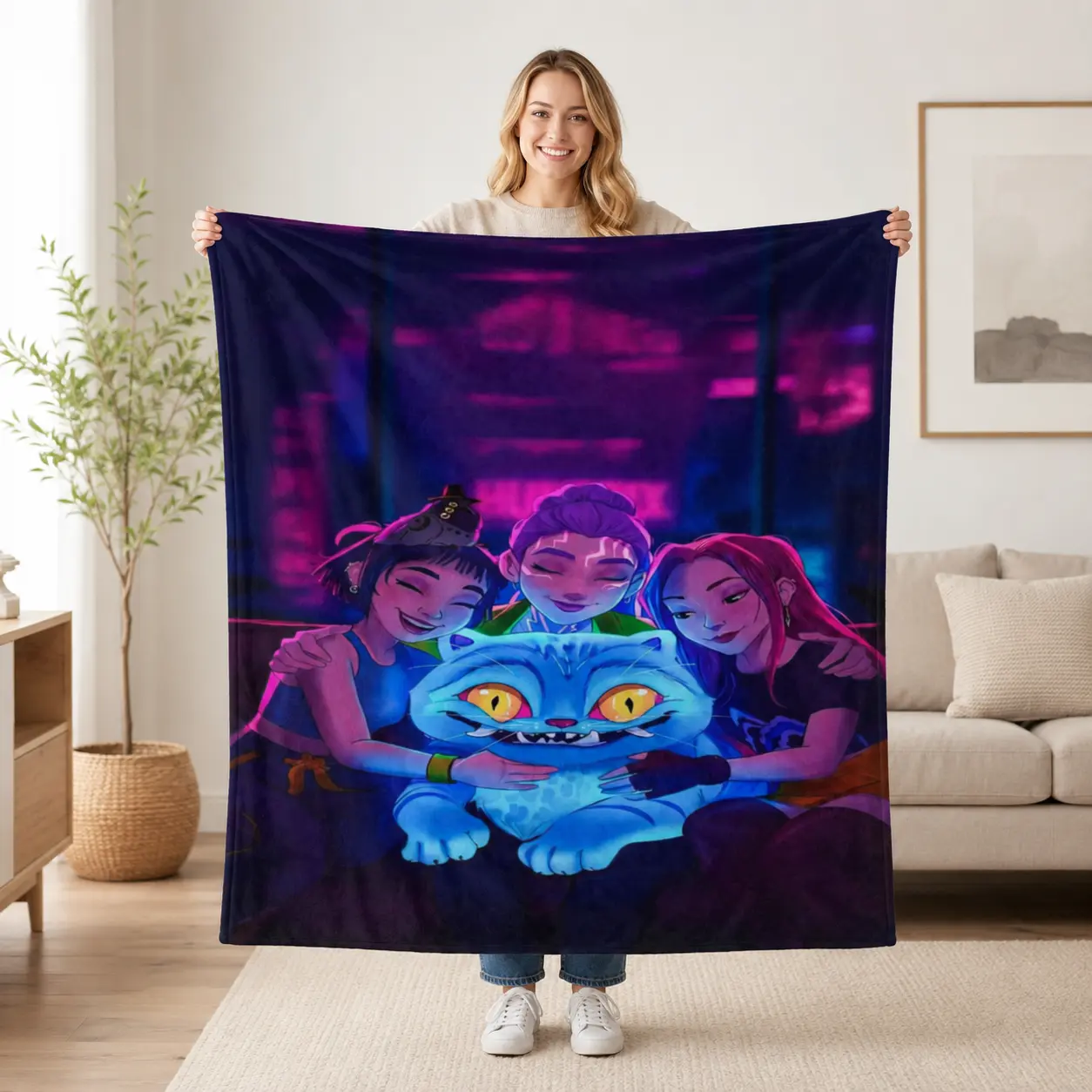 Countdown Sale! Fantasy K-Pop Girl Group Flannel Blanket ，A perfect gift for K-pop and anime lovers, this comfortable flannel blanket is suitable for fans, friends, and children, and can be enjoyed all year round.