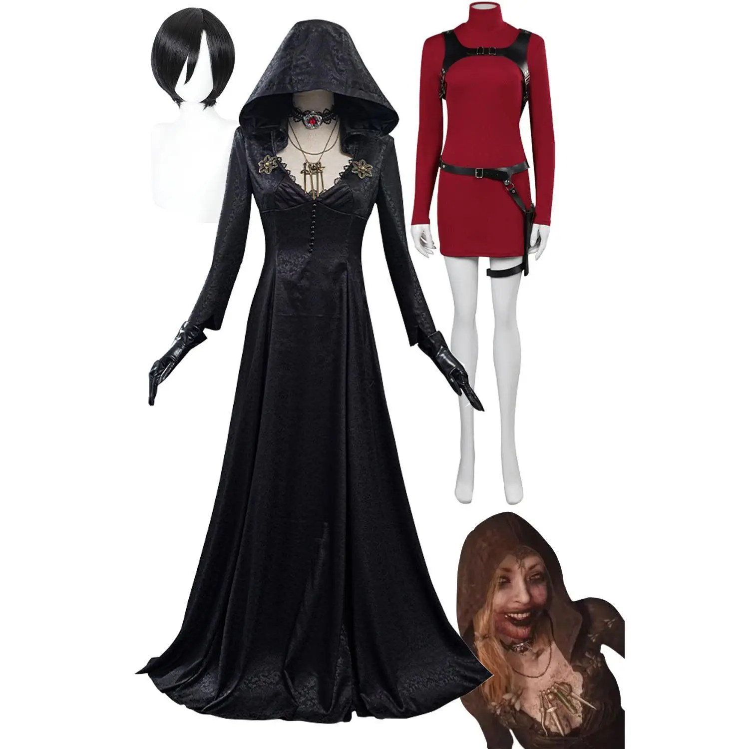 Resident 4 Remake Village Moth Lady Evil Cosplay Fantasy Costume Dress Girl Adult Vampire For Lady Dimitrescu Halloween Carnival
