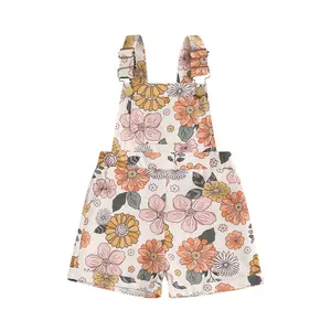 Meihuida Toddler Baby Girl Sunflower Overalls Shorts Daisy Sleeveless Jumpsuit Floral Bodysuit Summer Clothes