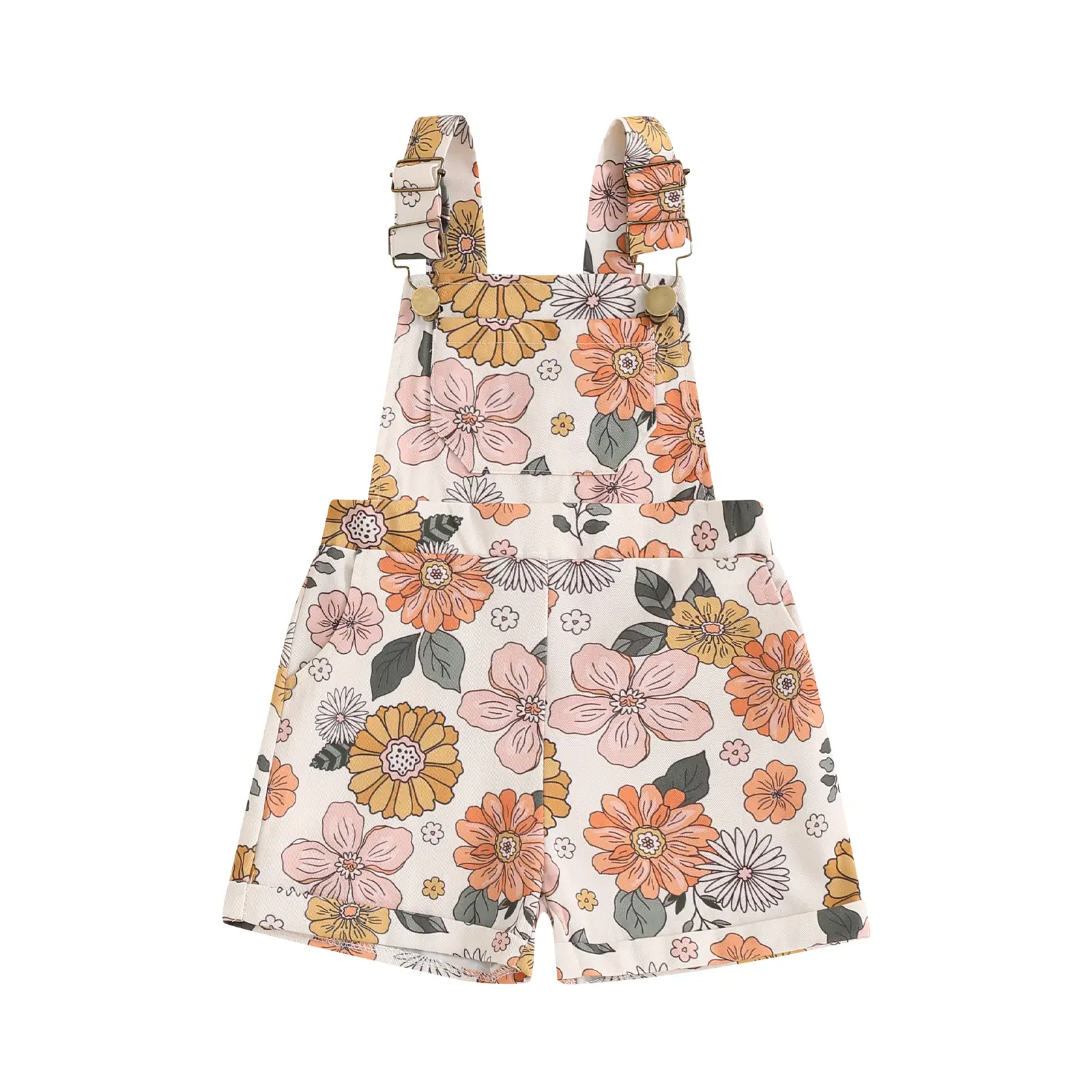 Toddler Baby Girl Sunflower Overalls Shorts Daisy Sleeveless Jumpsuit Floral Bodysuit Summer Clothes