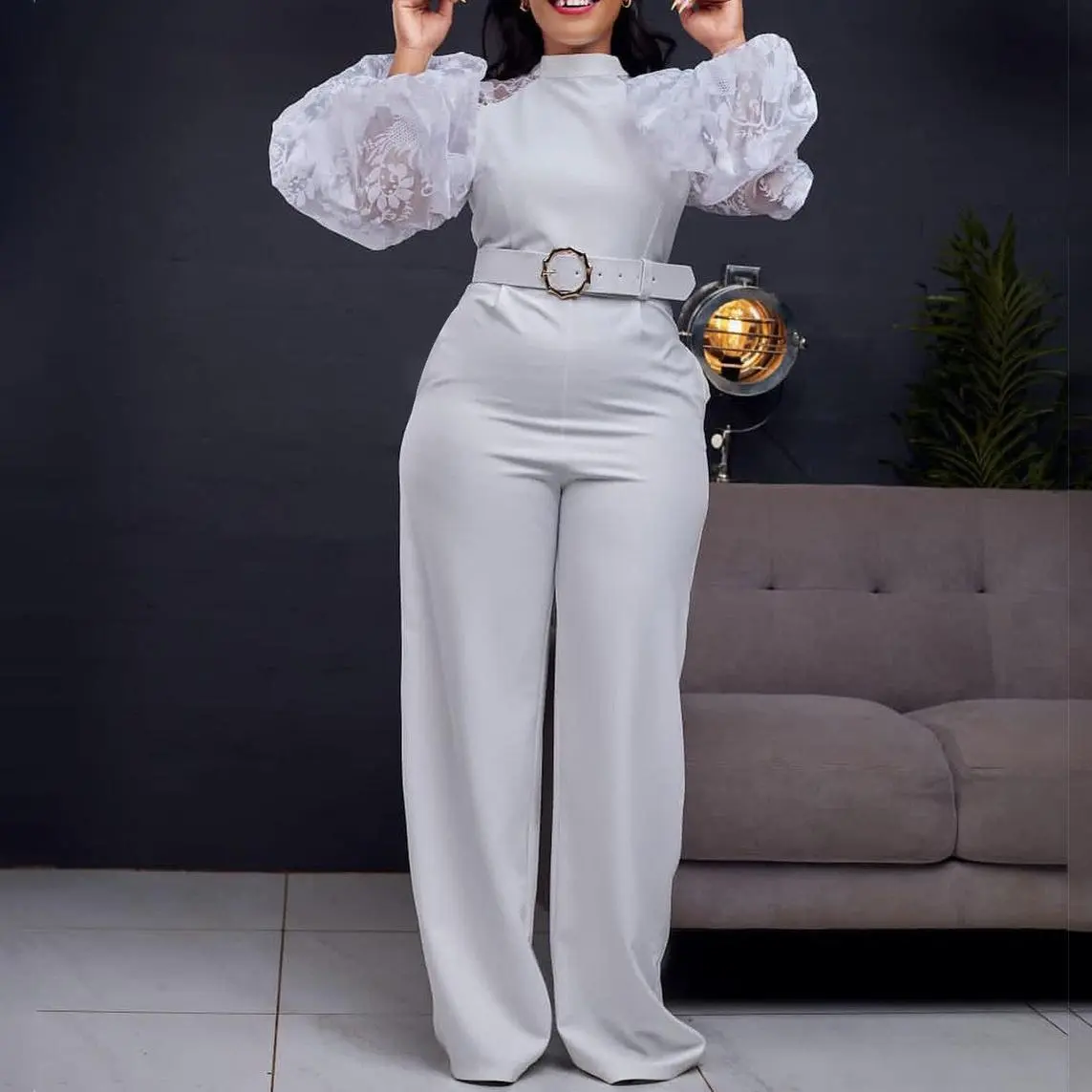 Women's Fashion 2026 Spring New Long Sleeve High Waist Elegant Temperament Sexy Jumpsuit European and American Style One-piece Pants Womenswear Overalls Trouser Basic Chic Fitted Minimalist White