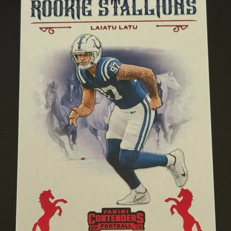 FOOTBALL - 2024 Panini Contenders - Laiatu Latu #25 Rookie Stallions Red Foil - Indianapolis Colts sports  cards
