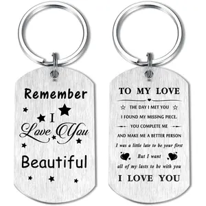 I Love You Gifts for Mothers Day Her Women- Happy Anniversary Keychain for Girlfriend from Boyfriend, Romantic Future Fiancee Keychain Valentines Day Girl Birthday Present