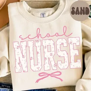 Floral School Nurse Sweatshirt, PEDS Nursing Student Shirt, Elementary Back to School Top, Pediatric Nurse Gift, RN School Nurse Crewneck, Nursing Student Apparel