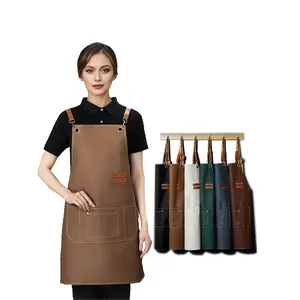 Premium Lightweight Fashion Apron |   Heavy-Duty Cross-Back Straps, Multi-Pocket Storage Design, Unisex Workwear for Chefs, Cooking, Gardening, Cafes, BBQ, Hairdressing, and Nail Salon