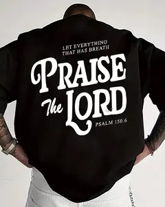 Unisex 'Praise The Lord' Sweatshirt, Vintage Retro Christian Worship Graphic Featuring Psalm 150:6 Bible Verse Design, 100% Cotton Soft Oversized Crewneck Top, Casual Streetwear for Believers, Church Goers & Religious Faith Enthusiasts