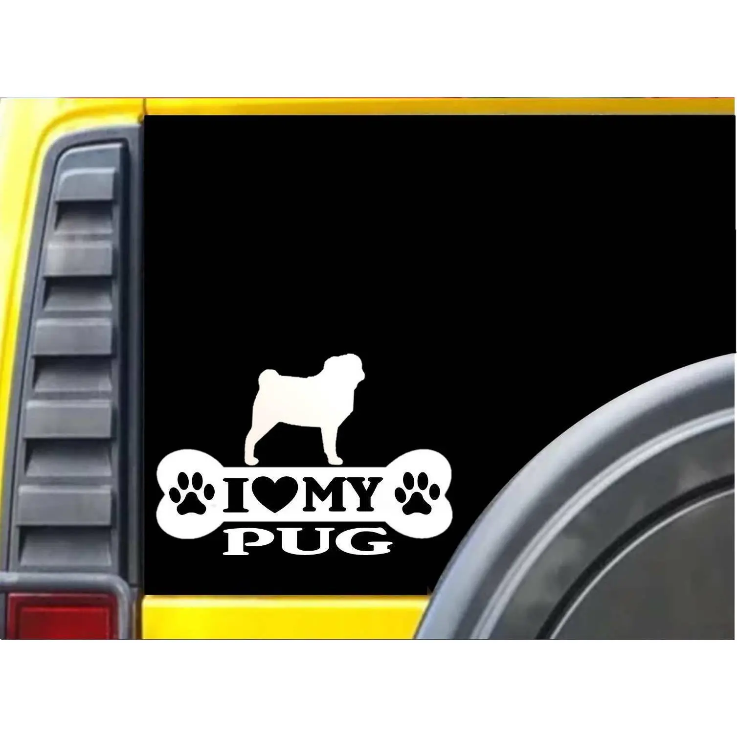 Pug Bone L093 8 inch Sticker pug dog decal