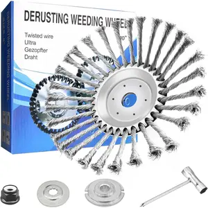 10 Inch Unbreakable Wired Trimmer , Steel Wire  Trimmer , Wire Rotary Brush Weed Trimmer , Weed Eater  with Adapter Kit for Moss Grass Rust Removal