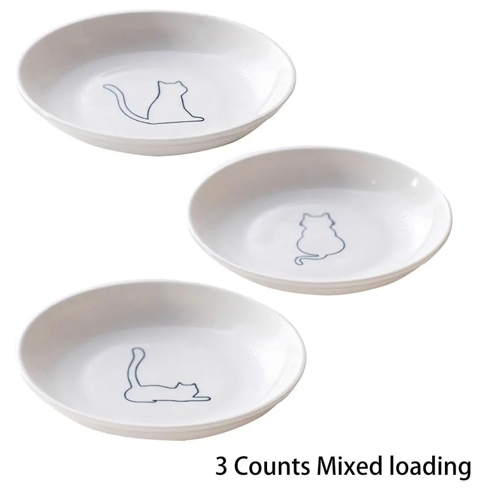 Cat Pattern Ceramic Bowl, 3 Counts/set Pet Feeding Bowl, Pet Food Bowl, Pet Water Bowl, Animal Water Bowl, Drinking Water Bowl, Pet Feeding Supplies, Dog & Cat Accessories