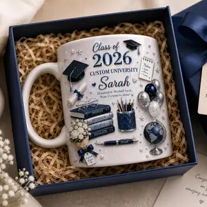 [Custom Name]Personalized Class of 2026 Mug, Graduation Keepsake Coffee Cup, Custom College Name & Student Name Gift 2D Print 3D Effect 2D print 3D Effect