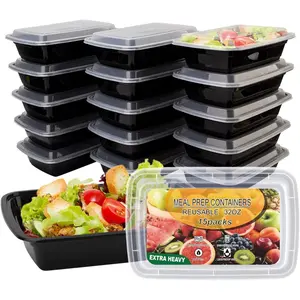 15 Pack- Meal Prep Containers 32oz, Plastic  Prep Containers , Leakproof To Go  Containers with , , Microwave/Dishwasher/Freezer Safe