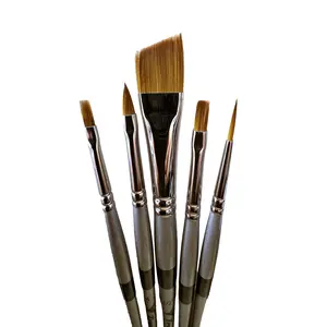 Trekell MIDZ Acrylic Starter 5 Piece Brush Set - Synthetic Artist Brushes for Acrylic Paint