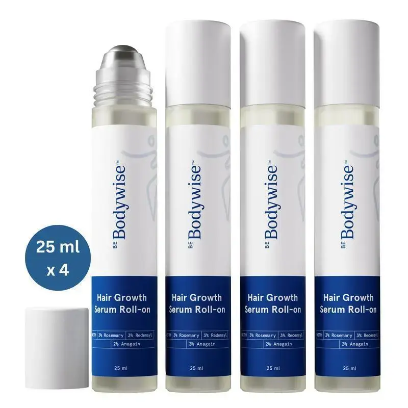 Be Bodywise Advanced Hair Growth Roll-On Serum | 3% Rosemary | 2% Aminexil | 3% Redensy l 2% Anagain | Precision Scalp Applicator | Paraben & Sulphate Free | Non oily and mess free
