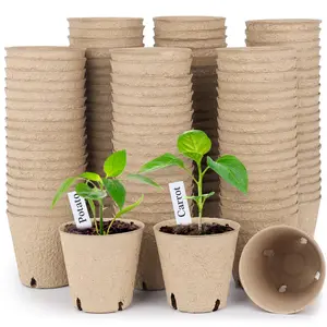 Homenote Peat Pots, Paper Pots, 3.15/4 Inch Seed Starting Pots with Drainage Holes Round Nursery Plants Pots with Bonus 20 Plant Labels