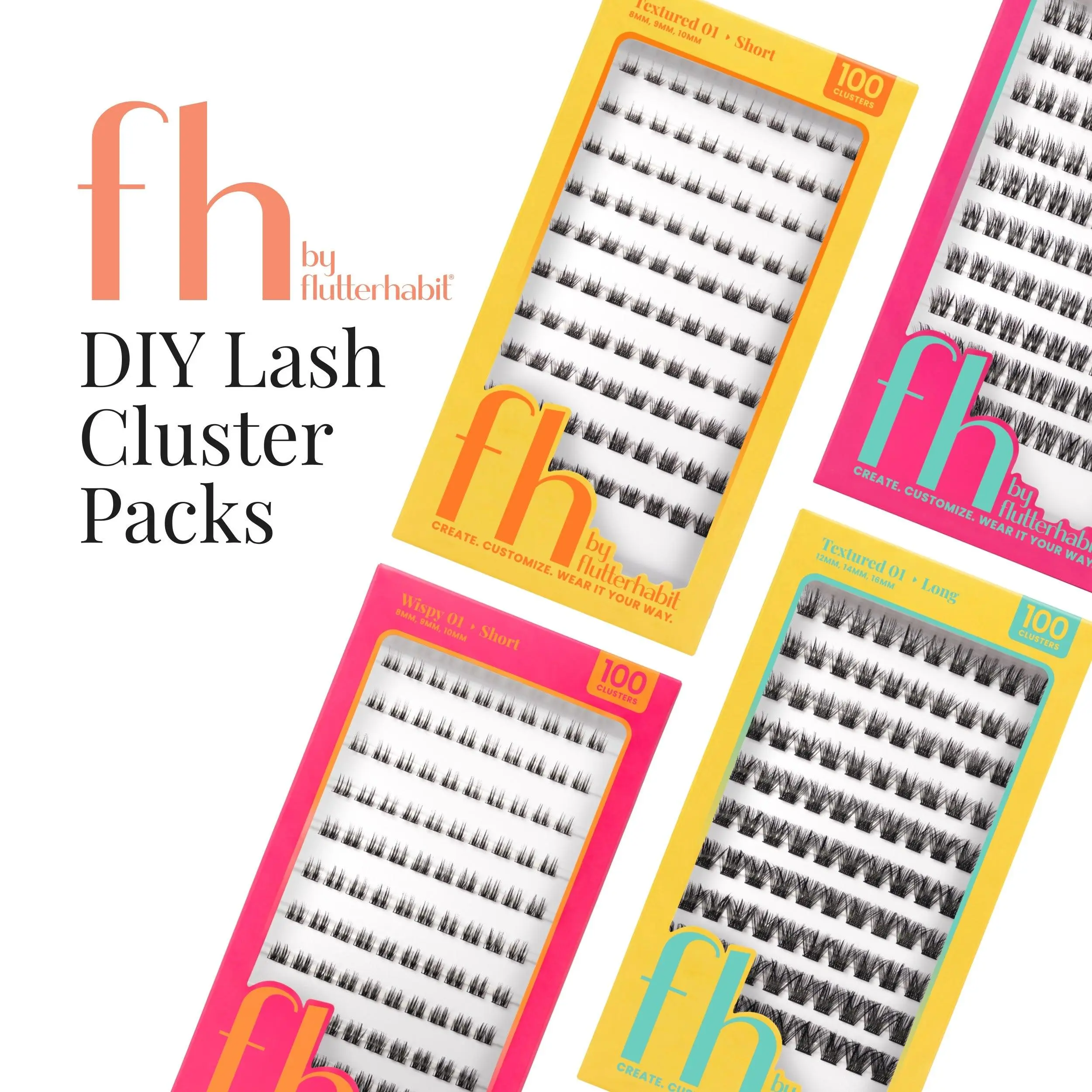 Mega Pack DIY Lash Clusters | FH by FlutterHabit | 100 clusters per pack | Wispy & Textured Mega Pack DIY Lash Clusters | FH by FlutterHabit | 100 clusters per pack | Wispy & Textured