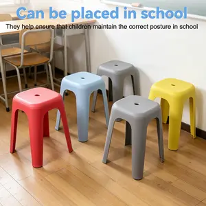 Stackable Stools, 17 Inch Plastic Nesting Stools, Classroom Stools Backless Chairs for Home Party, Office, School, Students, Adults, Dining Room, Living Room