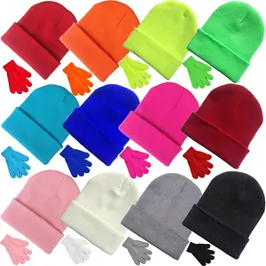 Winter Beanie Hats 12 Pack, Knit Beanies Ski Hat Bulk Assorted Colors Gifts for 3-8  Boys Girls