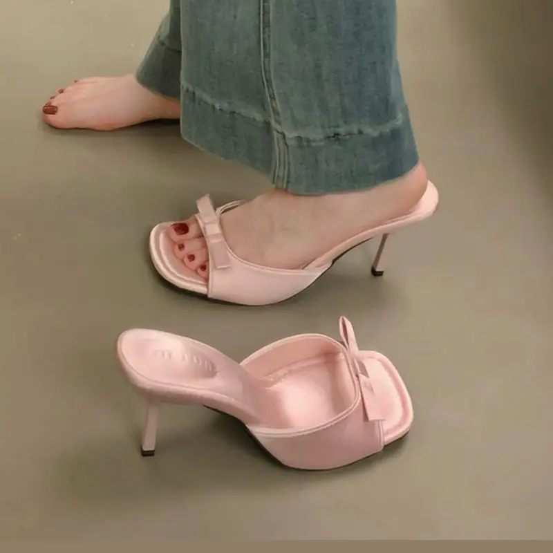 Coquette Pink Heels - Simple Design Pink Color Heeled Shoes for Coquette Style