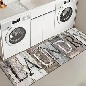 Laundry room floor mat runner, non-slip polyester kitchen rug for laundry area, bathroom entryway, farmhouse home decor carpet