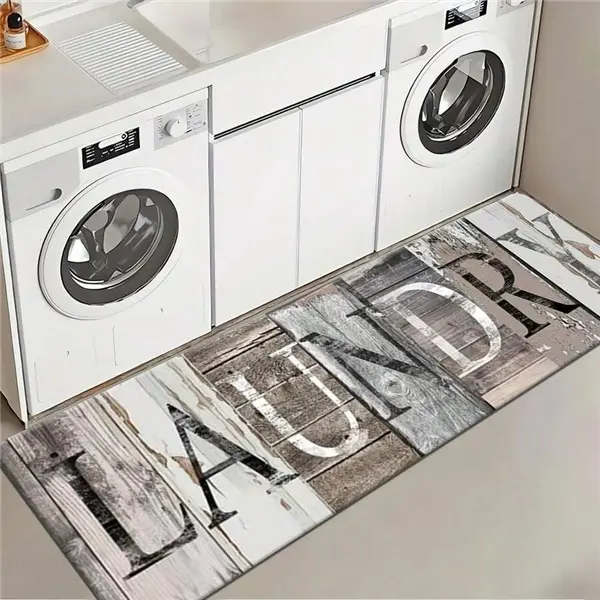 Laundry room floor mat runner, non-slip polyester kitchen rug for laundry area, bathroom entryway, farmhouse home decor carpet