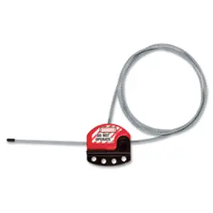 212 MAIN Steel Cable Safety Lockout - 6ft 5/32in Diameter Black-Red Lock, Safety Hasp, Valve Locks for Automotive & Motorcycle Security