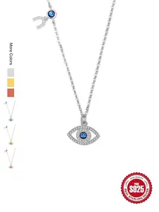 S925 Sterling Silver Evil Eye Design Pendant Necklace for Women, Cubic Zirconia Pendant, Fashion Jewelry for Party, Daily Decor, Trendy All-match & Exquisite Jewelry for Birthday Gift