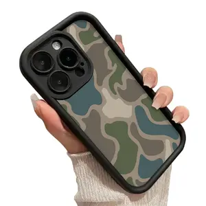 Abstract Wavy Color Block Art Camouflage Pattern Phone Case Shockproof Drop Proof Thickened TPU for iPhone 17 AIR 15 16 PRO MAX 14 PLUS 13 12 XS X XR Protective Casing Cellphone Protector Smartphone Screen Protector Protection Cover Black Cute Cat Bow