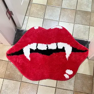 Creative Vampire Teeth Pattern Bath Mat, 1 Count Non-slip Soft Area Rug, Decorative Carpet for Home Living Room Bedroom Bathroom, Bathroom Drying Doormat, Bathroom Mats