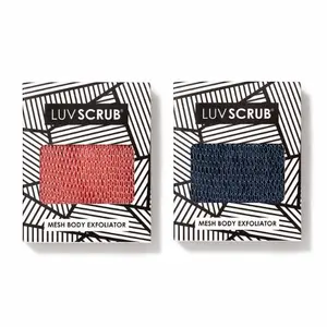 LUV SCRUB DAWN AND DENIM DUO Authentic African Exfoliating Mesh Sponge,Ghana Loofah Washcloth Scrubber for Smooth Skin, Body Exfoliator Korean Scrub for Bathroom,Estheticians, Waxing salons, Spa, Gym, Allure Best of Beauty Award Winner