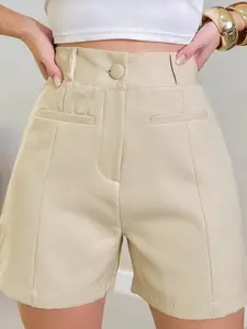 Women's High Waist Tailored Shorts 2026, Solid Color Straight Leg Dress Shorts with Pockets, Casual Office Workwear Slim Fit Shorts, Trendy Business Casual Shorts, Versatile Daily Wear Going Out Shorts, Chic Relaxed Fit Shorts for Date Night, Vacation, Su