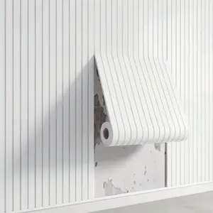 Self-adhesive 3D Textured Grille Wallpaper Roll, White Grille Simple and Elegant, PVC Waterproof Wall Panel, Easy to Peel and Stick, and Durable, Impact Resistant, Home Decor Suitable for Bedrooms and Living Rooms，40cm*300cm