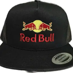 Direct Embroidered Red Bull Flat Bill SnapBack Classic Trucker Hat Cap
