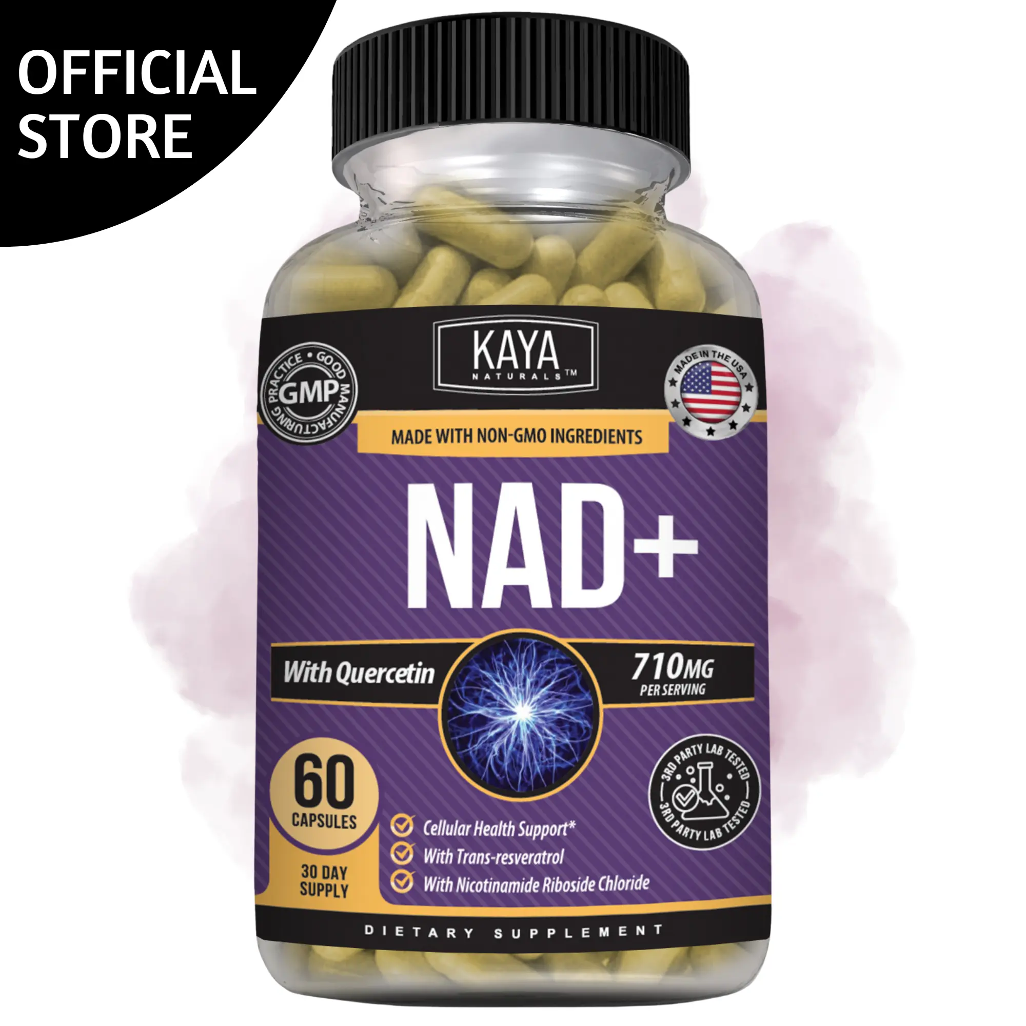 Kaya Naturals NAD+ | Daily Wellness Supplement with Trans-Resveratrol & Quercetin