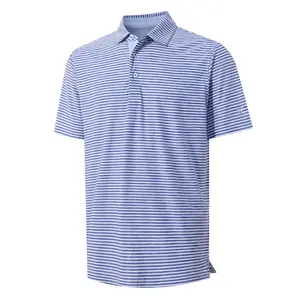 M MAELREG Men’s Striped Lightweight Quick Dry Polo Shirt Breathable 4-Way Stretch Shortsleeve Casual Menswear Golf Performance Top