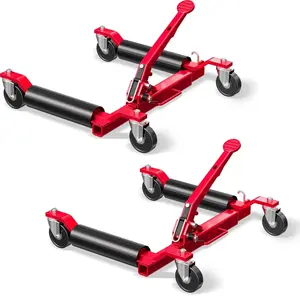Car Dolly Jack Set of 2, Mechanical 1500-lbs Wheel Dolly, 9'' car Wheel Dolly Positioning Jack, Car Dollies for Vehicle Positioning & Auto Repair Moving, Red