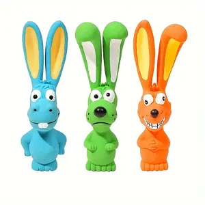 1pc Long Ear Rabbit Dog Chew Toy - Adorable & Durable Rubber, Squeaky for Exciting Playtime, Helps Teeth Grinding & Dental Care Chew Stick Bunny squeaky toys for dog dog products dog toys