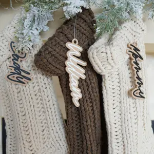 Personalized Modern Christmas Stocking Tag - Custom Name Tag for Festive Mantle Decoration