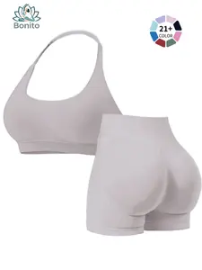 Women's Halter Neck Workout Set | Supportive Sports Bra & Workout Shorts | High-Impact Support for Running & Fitness Sporty Set Athletic Fashion Activewear