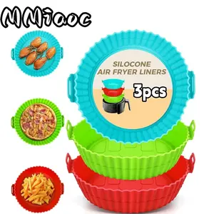 3 Pack Air Fryer Silicone Liners Easy To, Clean Tray Multifunctional Tray Mat 8inch Air Fryer Silicone Pot Food Grade Silicone,for Suitable for Daily Household Kitchen Baking ﻿ camping gear essentials