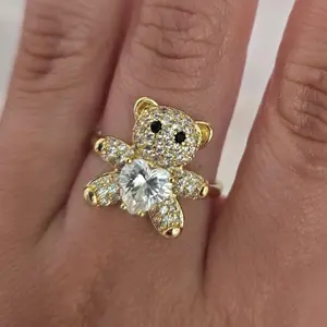 bear ring gold plated