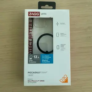 ZAGG Gear4 Piccadilly Snap MagSafe Case for iPhone 14 Plus (6.7"), Clear/Black, D3O Material, 13ft Drop Protection