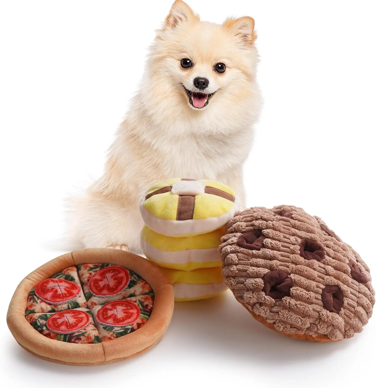 Nocciola 3 Pack Treat Trio Snuffle Dog Toys, Squeaky & Crinkle Pizza ...