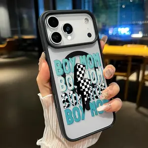 Magnetic Smartphone Case for iPhone 17 Pro Max,16 Plus,15,14,13,12,11 - E-Boy Mom Vibe Pattern, Non-Yellowing, Shockproof Soft Silicone Transparent Acrylic Cover, Supports Wireless Charging, Cellphone Handheld Devices Accessories
