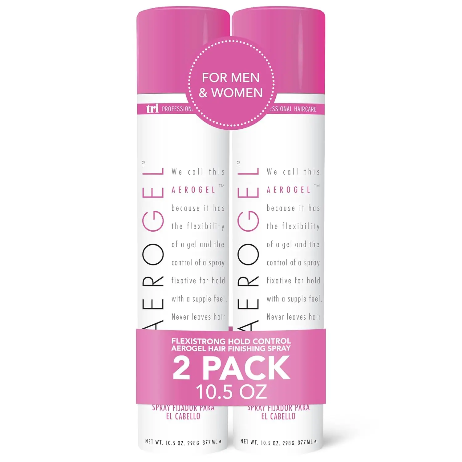 TRI Design Aerogel Hairspray - Non-Toxic Hair Finishing Spray for Styling, Volumizing and Holding Curly Hair with Flexible Hold - For Women and Men - Pack of 2 (10.5 Oz) Haircare Lightweight Smoothing