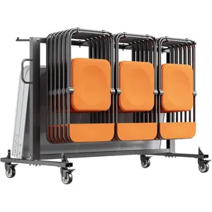 VEVOR Folding Chair Rack, 400 LBS Capacity, Heavy - Duty Chair Cart for 42 Chairs or 12 Tables, Multi - Function Chair Storage Dolly with Rubber Wheels and Holders, Large Chair Holder, Matte BlackVEVOR Super Brand Day