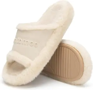 Unisex Memory Foam Slippers for Women Men Faux Fur Lined Fuzzy House Shoes Cozy Summer Vibes Gift Chantomoo