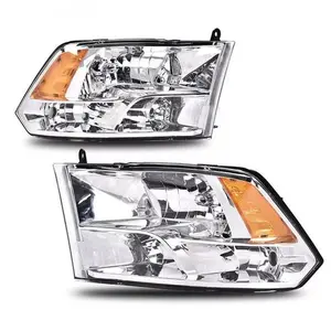 Headlights Fit For 2009-2012 Dodge Ram 1500 2500 3500 Quad Chrome Headlamp 09-12